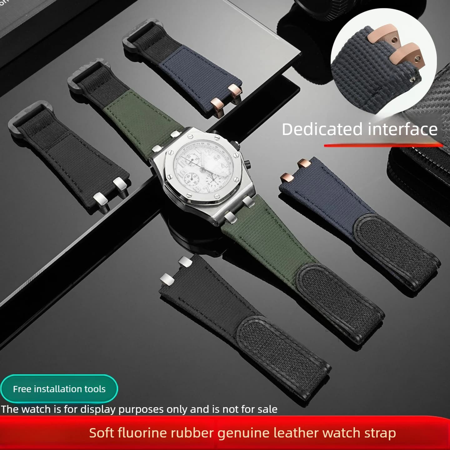 For AP Audemars Piguet Royal Oak Offshore Series 15703/15710 Velcro Fluoroelastomer Watch Strap