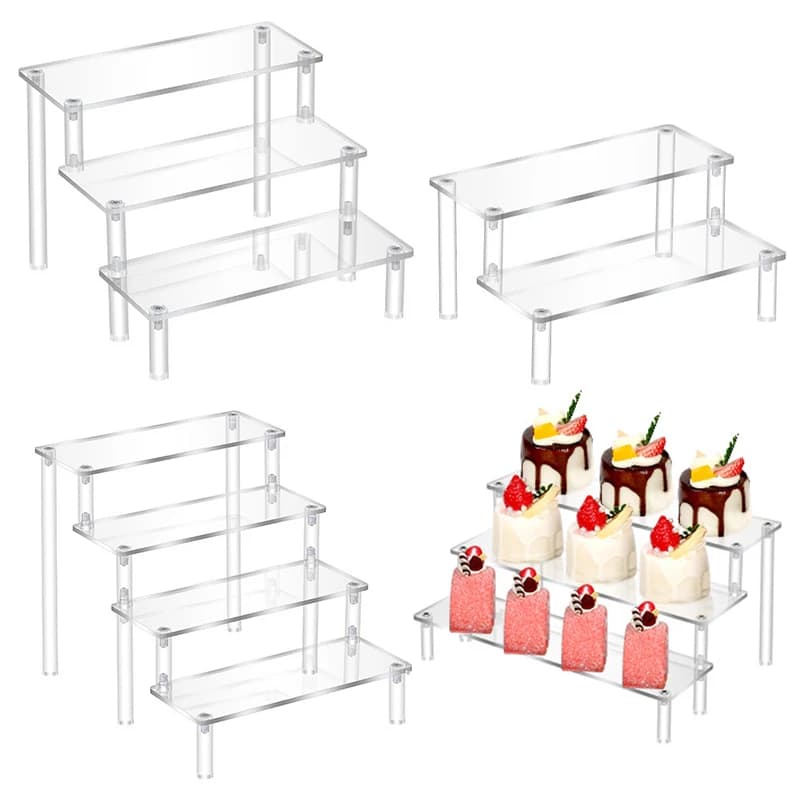 1 pz espositore acrilico multistrato espositore per torte scaffale di stoccaggio trapezoidale altamente trasparente perfetto per cupcake da dessert