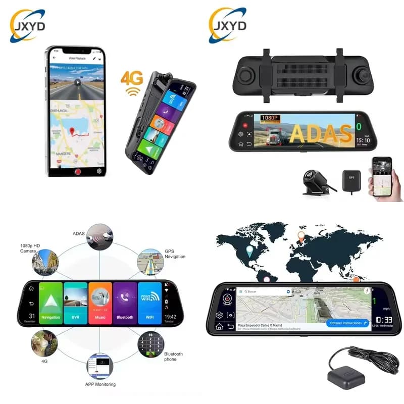 Hidden Car Rearview Mirror 4G GPS Tracking Dashcam 1080P Live Cloud ADAS DSM DVR Video Recorder 3 Cameras JX23 For