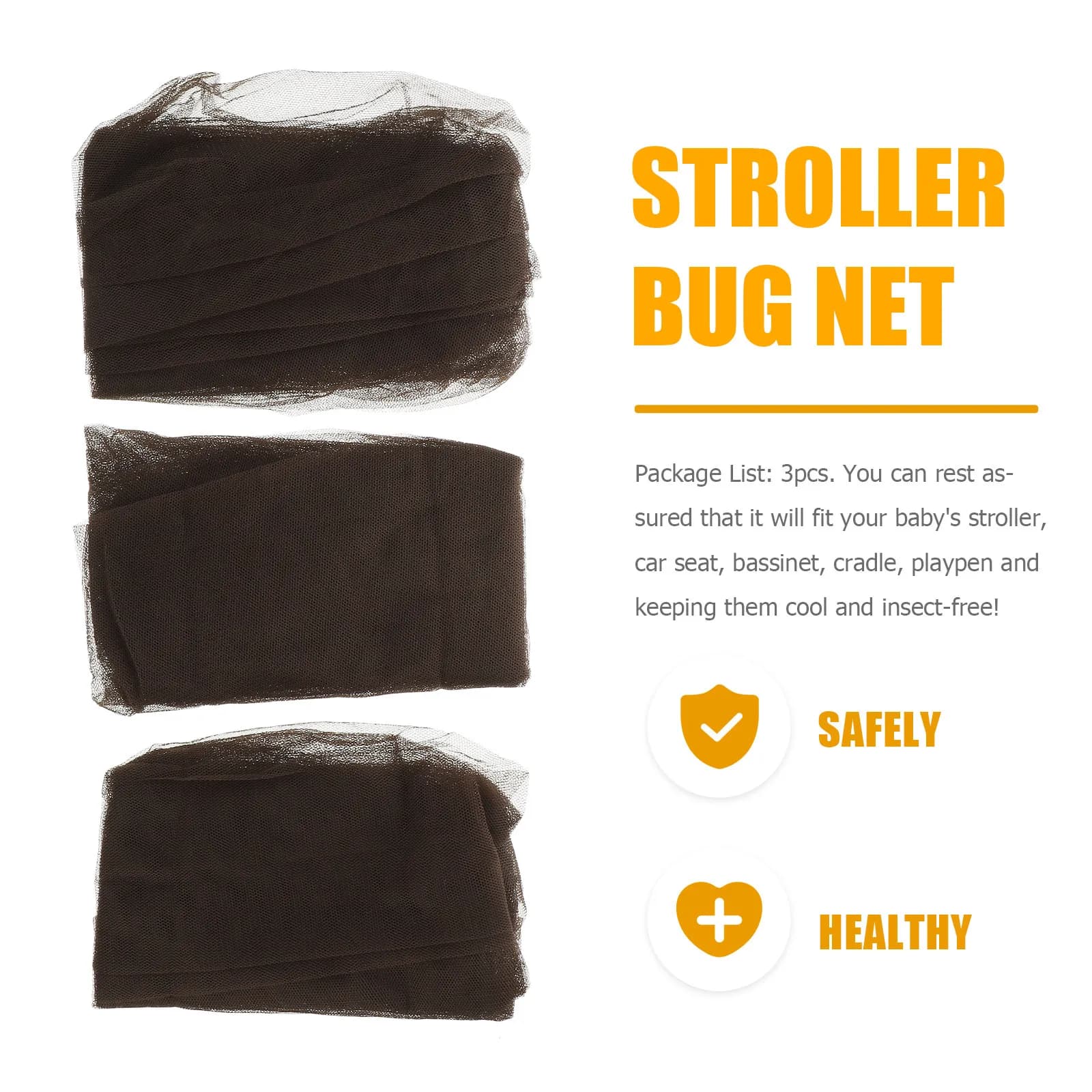 3Pcs Baby Stroller Mosquito Net Breathable Mesh Net for Infant car Bassinet Cradle Playpen Protection Against Mosquitoes