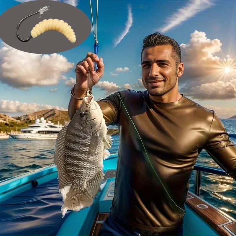50 pezzi di esche multicolori anticontraffazione, esche morbide bioniche Luya, esche artificiali per la pesca all'aperto, articoli per la pesca