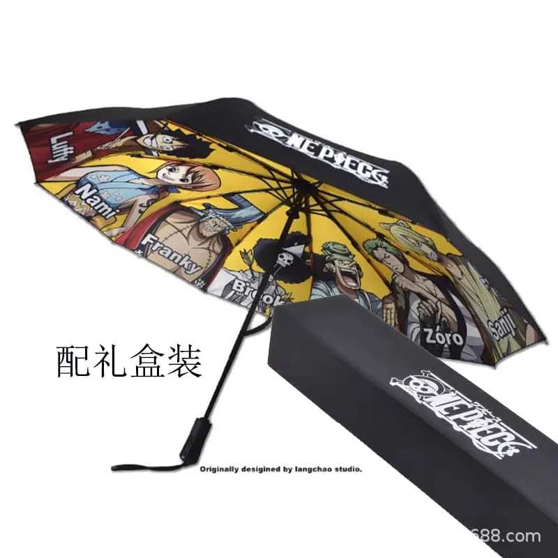 Ombrello One Piece in scatola Roronoa Zoro Rain or Shine Ombrello pieghevole automatico Anime Periferiche co-branded Regali per le vacanze