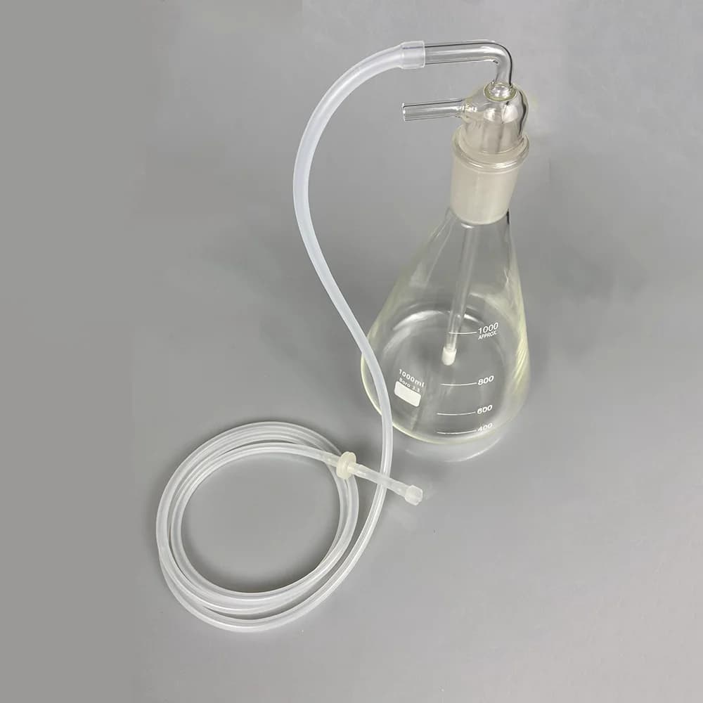 Gorgogliatore e umidificatore ad acqua ozonizzata da 1000 ml con gambo gorgogliatore in vetro G2 per acqua con ozono e insuffuzioni O3