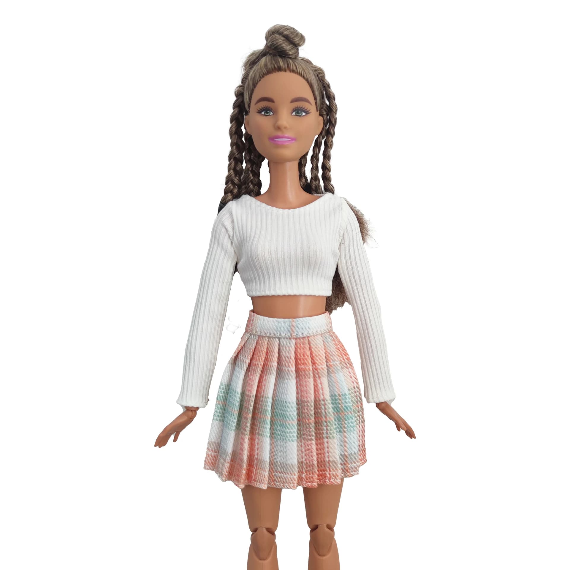 Vestiti per bambole a righe a maniche lunghe top corto gonna a pieghe pantaloncini di jeans accessori per l'abbigliamento quotidiano vestiti per bambola barbie