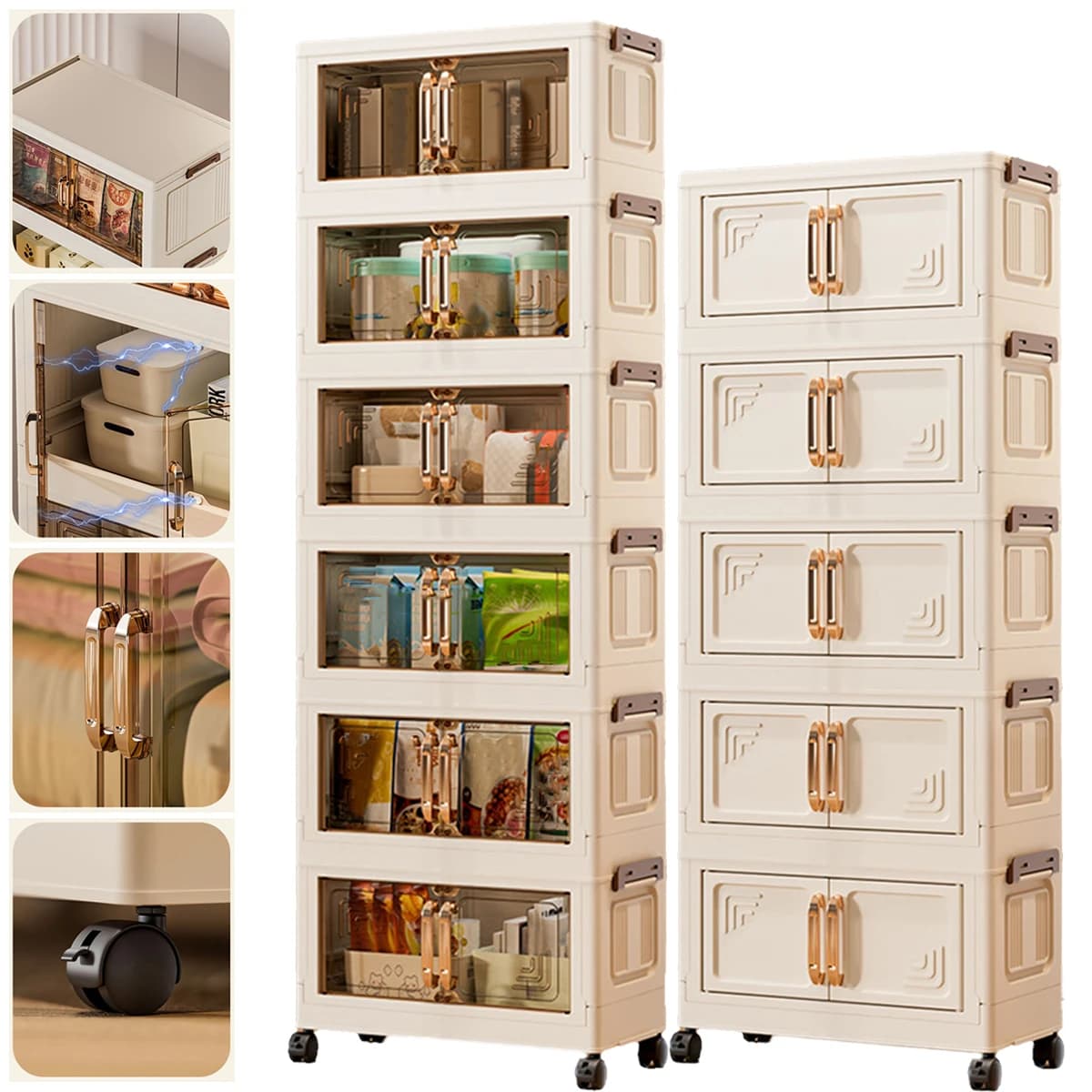 Foldable Wardrobe Multi Functional Storage Box Open Door Transparent Plastic Storage Cabinet Folding Storage Cabinet Organizer