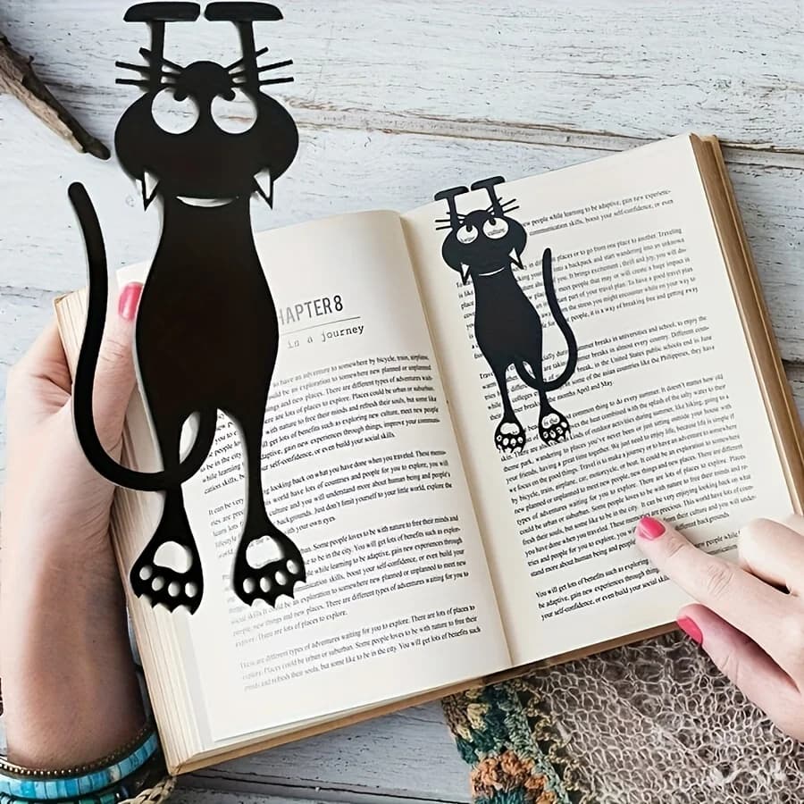 Set of black cat-shaped 3D bookmarks Kawaii, from 1 to 5 pieces, plastic, for students and teachers, creative gift idea for stationery