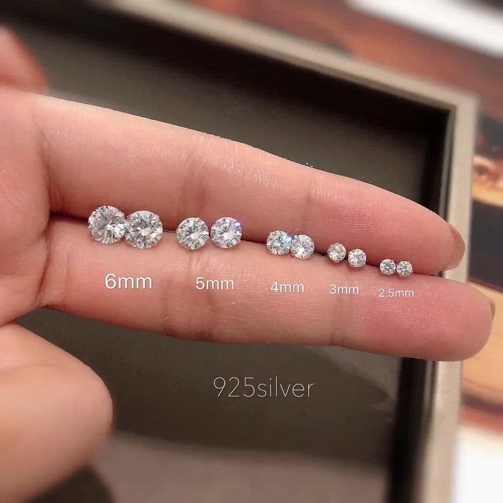 100% reale 925 gioielli in argento sterling moda donna carino piccolo cristallo trasparente CZ orecchini regalo per ragazze adolescenti signora