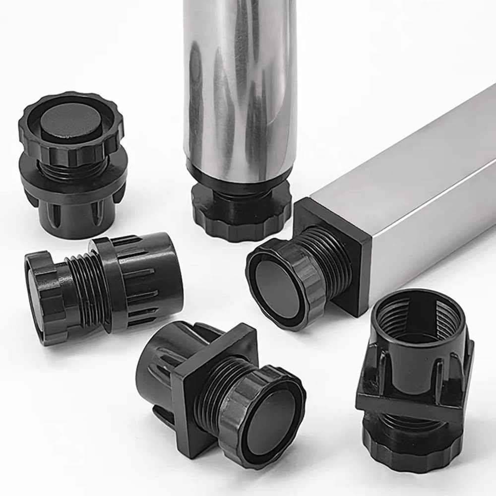 1/2/4 pezzi gambe da tavolo rotonde/quadrate regolabili in altezza piedini per mobili in ABS nero cuscinetti di livellamento per divani da soggiorno armadio per sedie