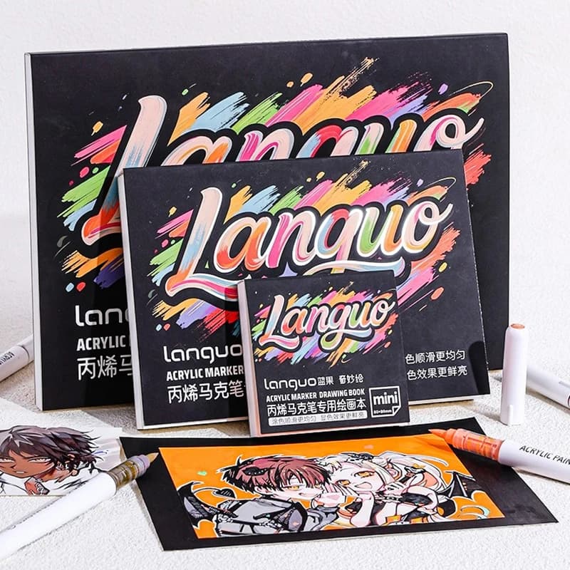 LANGUO Marker Book Pen Sketchbook Color Pencil 16K/32K/Mini Artist Drawing Book Impermeable 72 Pages Wood Pulp Sketch Paper Book
