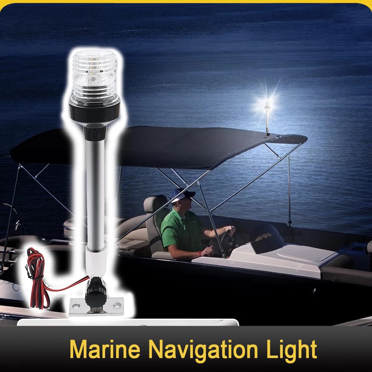 Luce di navigazione marina da 12 pollici che piega verso il basso le luci di ancoraggio impermeabili tutto tondo 360 ° per barca da pesca yacht pontone 12V-24V