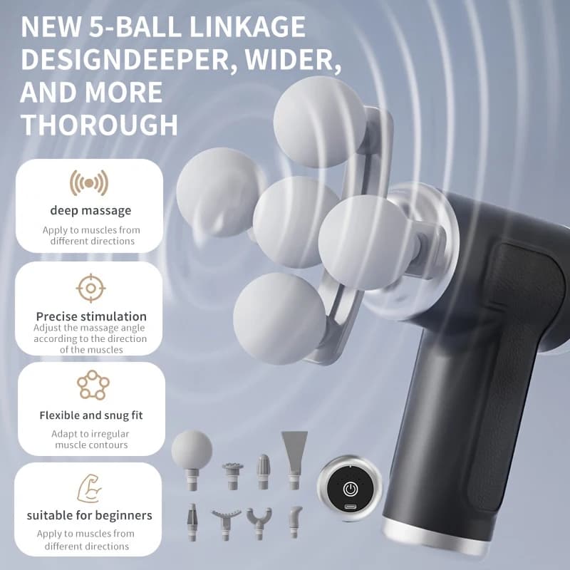 Rechargeable Massage Gun - Silent 6 Speed Portable Massage Suitable for All Body, USB Massage with Ergonomic Design