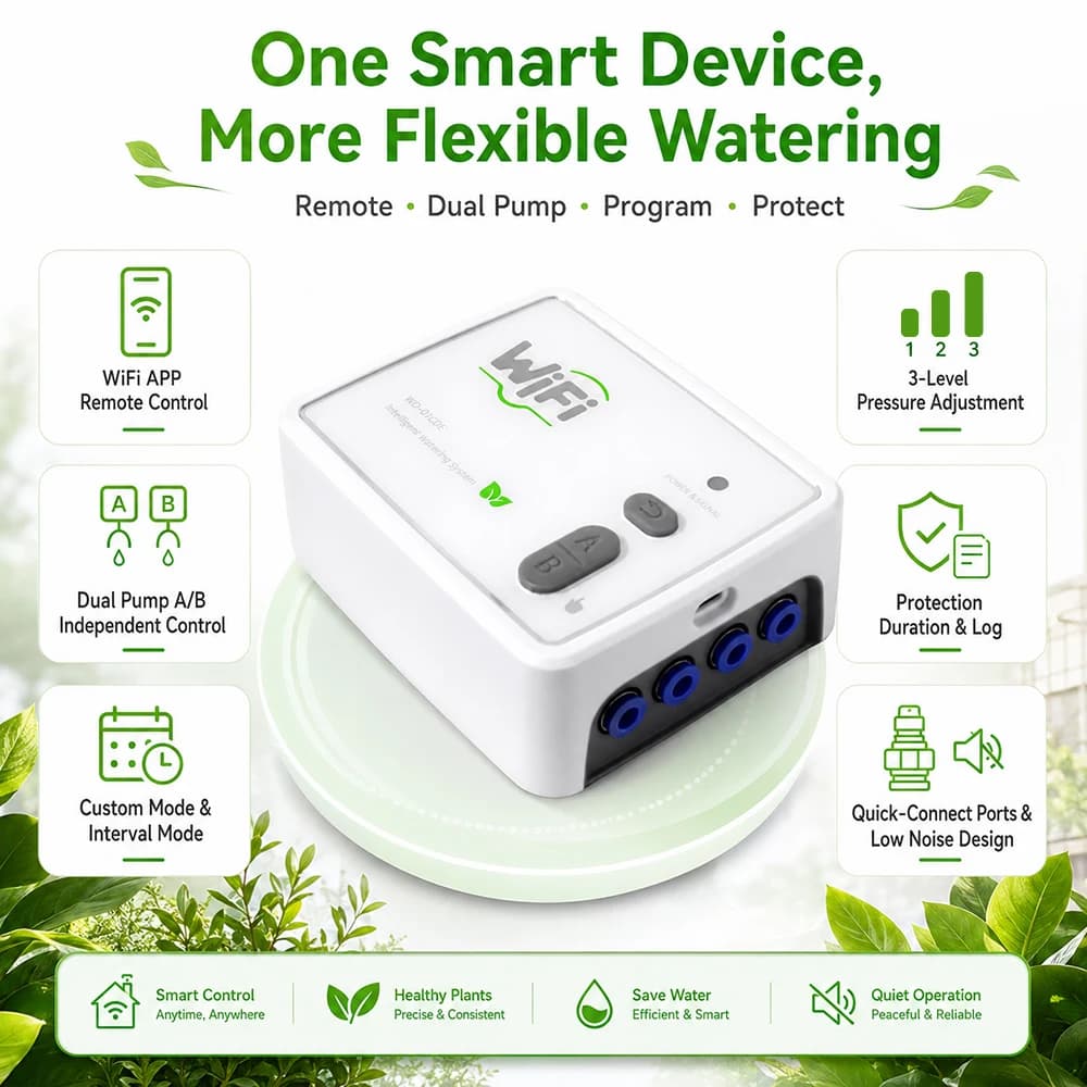 SIHAO WIFI Smart Dual Pump Automatic Waterer APP Remote Control Timed Drip Irrigation System for Garden Potted Plant Flower