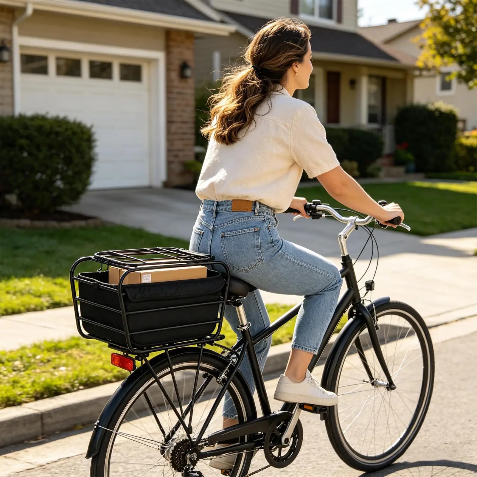 Cestino per Bicicletta Resistente, Accessorio per Ciclismo, Trasportino per Animali Domestici, Cesto Portaoggetti per Bici da Strada, Ciclismo Urbano e Pendolarismo in Ogni Condizione Atmosferica