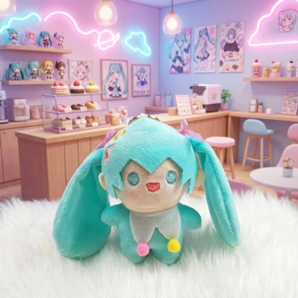 Hatsune Miku Anime bambola di peluche con fiocco Bilibili regalo di compleanno Snow Sakura simpatico peluche morbido per la collezione di fan