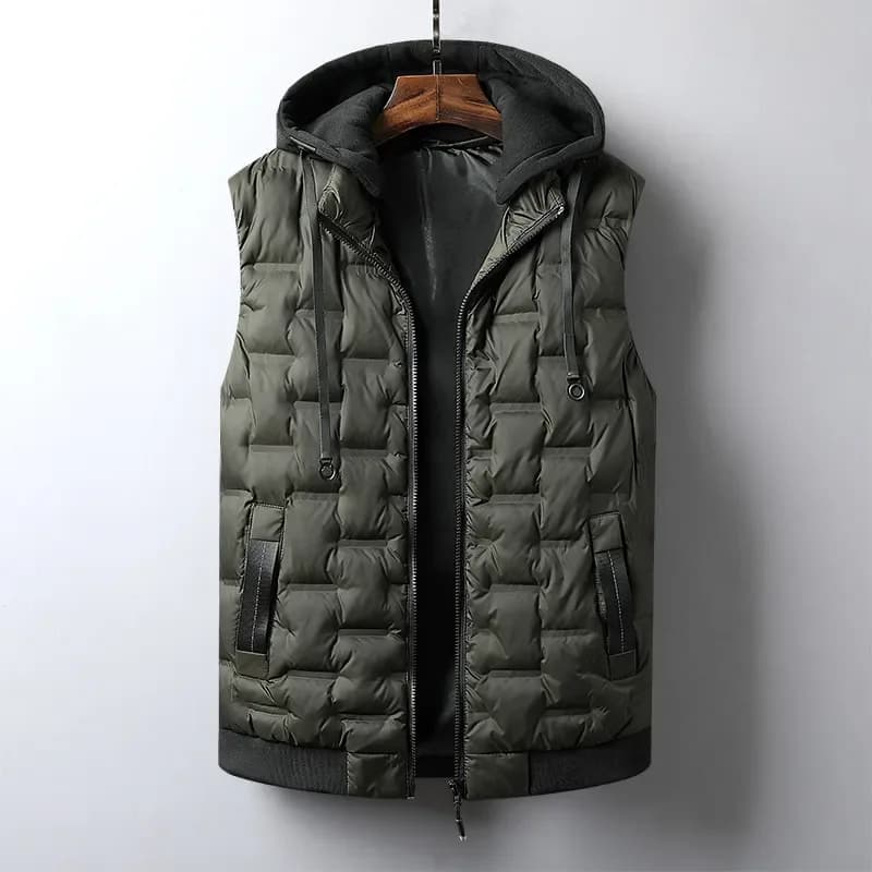 Gilet con cappuccio da uomo con cappuccio staccabile Gilet invernali caldi antivento per uomo Gilet senza maniche addensato solido Taglie forti 8XL