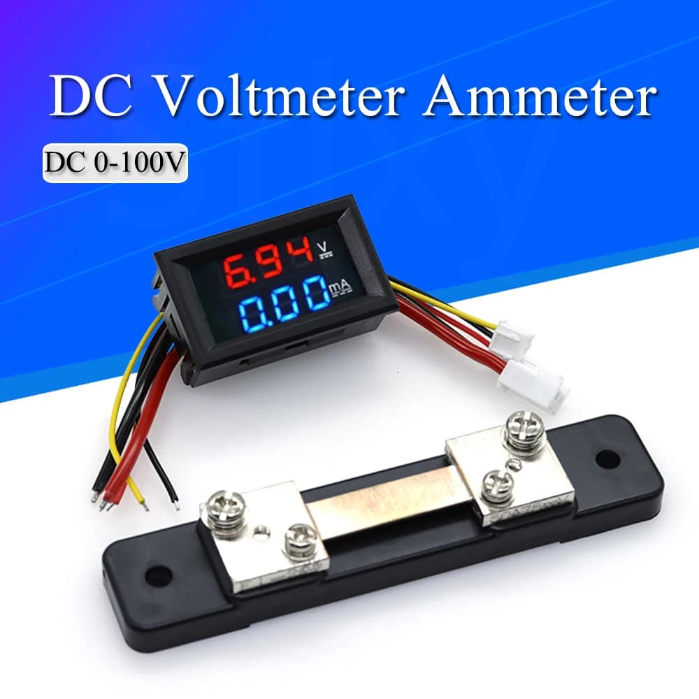 Mini voltmetro digitale amperometro DC0-100V 50A 100A amplificatore da pannello volt misuratore di tensione corrente tester blu rosso doppio display a LED