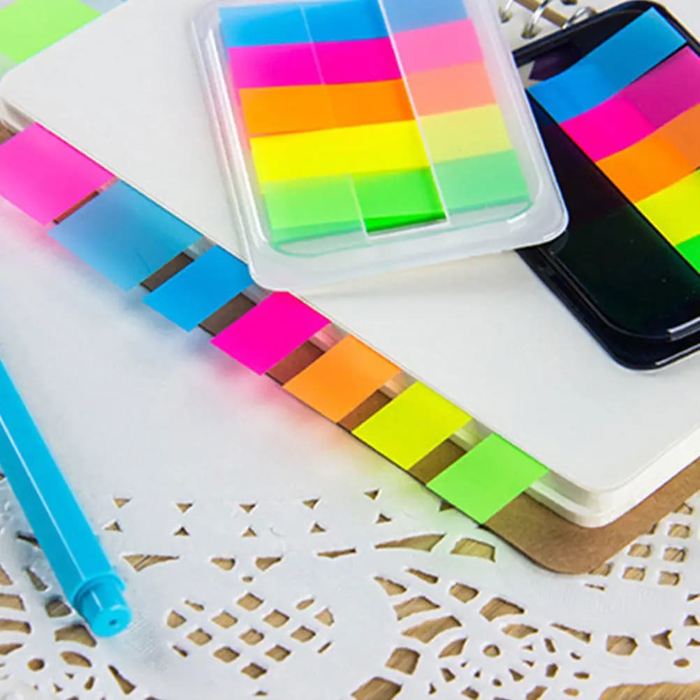 3 confezioni di etichette adesive al neon accattivanti, trasparenti e scrivibili, per la lettura di appunti, la rilevazione di misurazioni e la creazione di segnalibri