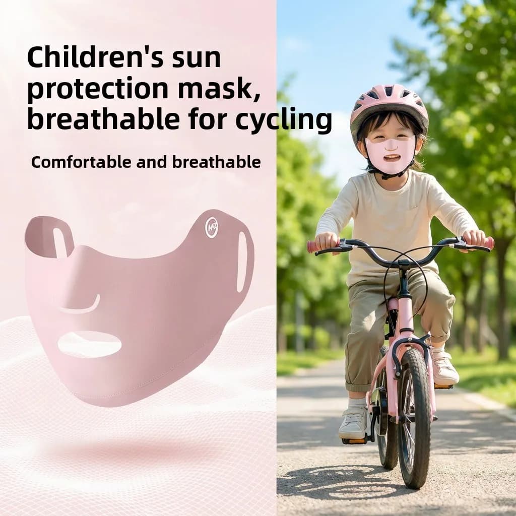 Kids Sun Protection Face Mask Full Face Summer Boys Girls Uv Protection Ice Silk Breathable Sunshade Mask Face