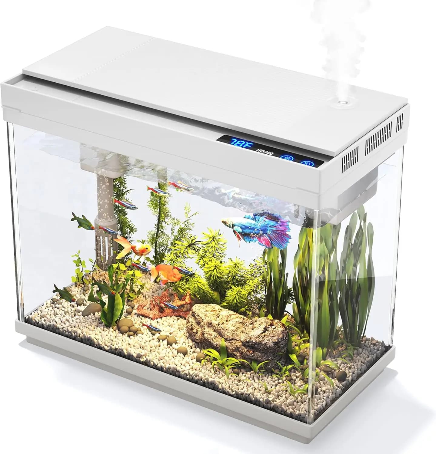 Kit Acquario da 2,4 Galloni con Luce a 7 Colori, Pompa Silenziosa e Umidificatore