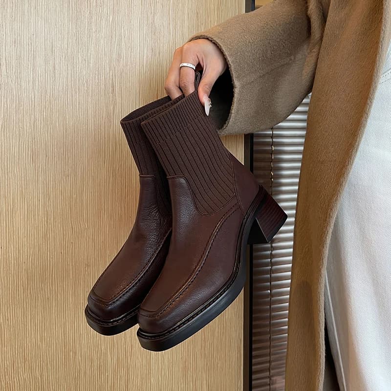 2026 New Vintage Street Style Women Ankle Boots Fashion Square Toe Short Booties Autumn Winter Ladies Shoes Botas Mujer