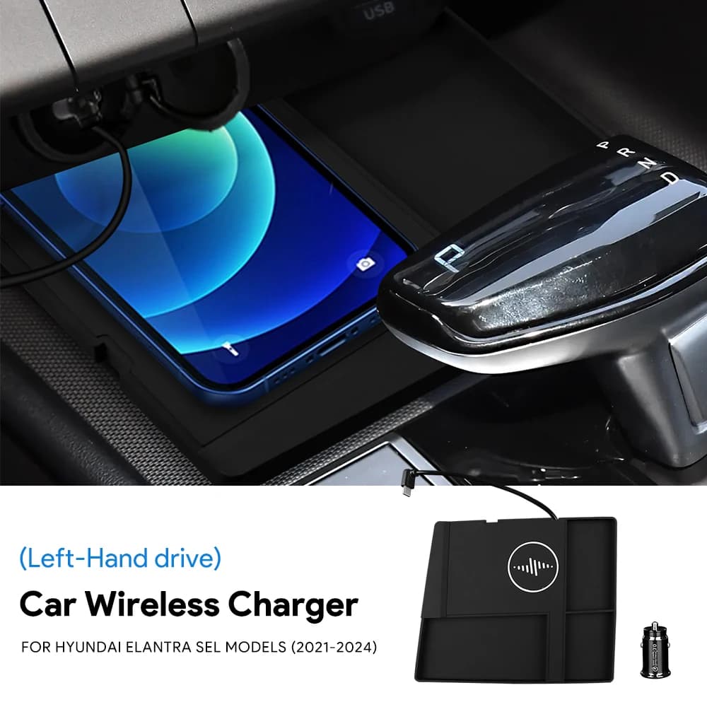 For Hyundai Elantra SEL Avante CN7 2021 2022 2023 2024 15W car wireless charger, quick charging support for mobile phone, PVC accessory