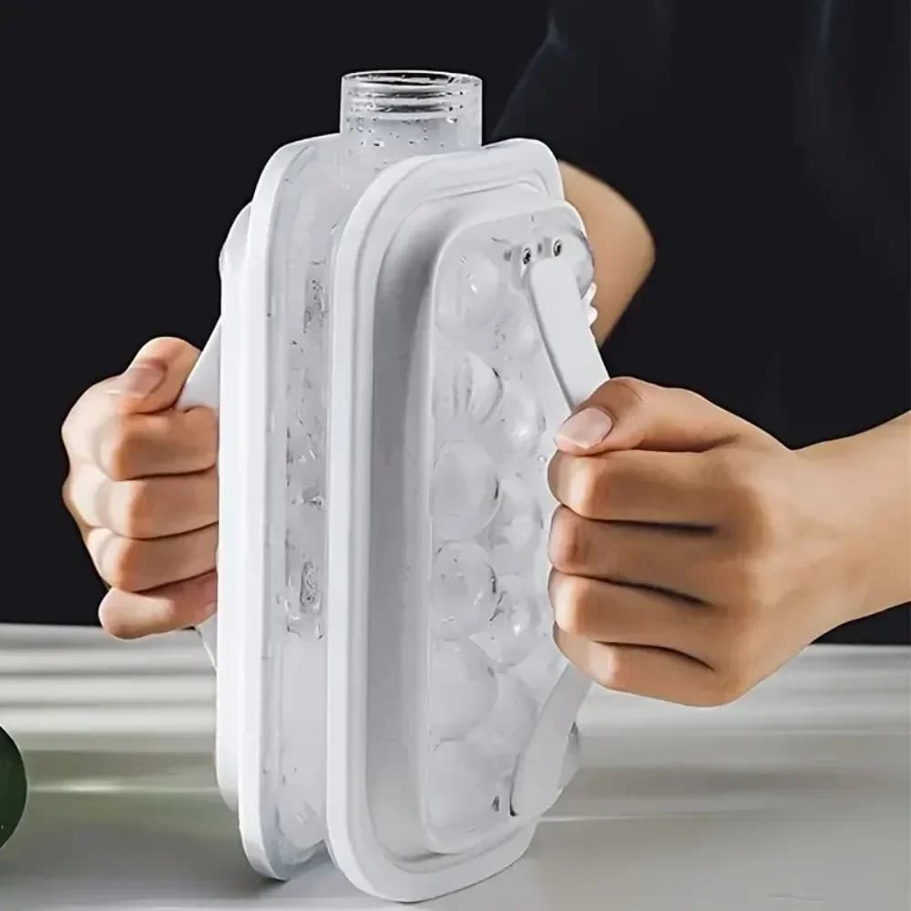 Bottiglia d'Acqua Portatile 2-in-1 con Macchina per il Ghiaccio Pieghevole, Stampo Creativo per Cubetti di Ghiaccio, Gadget da Cucina e Bar, Strumento per Creare Ghiaccio a Forma di Hockey