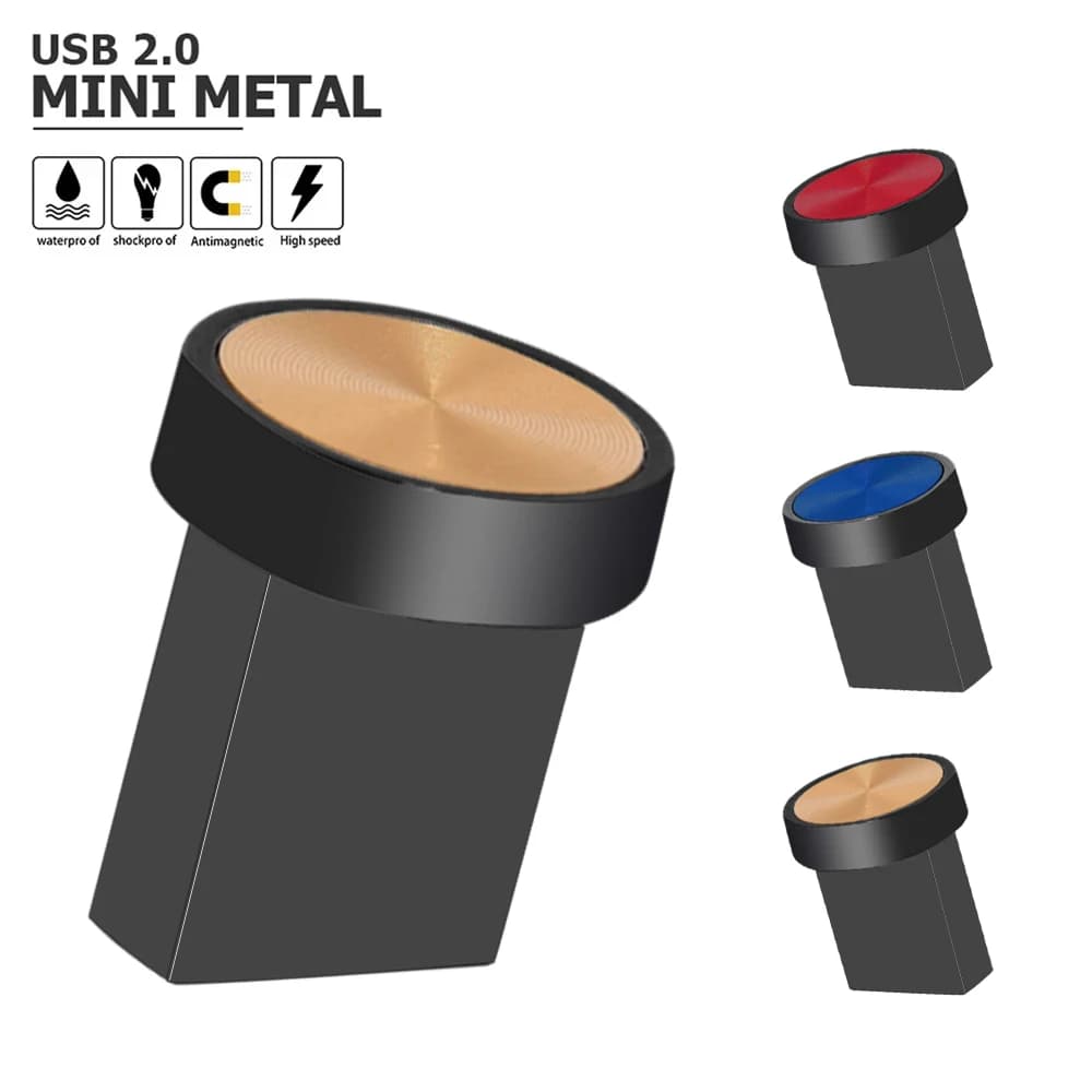 Mini Chiavette USB a Forma di Bottone in Metallo 64GB Blu, Memoria Esterna Rossa, Regalo Creativo, Pen Drive 32GB Argento, Pendrive 16GB