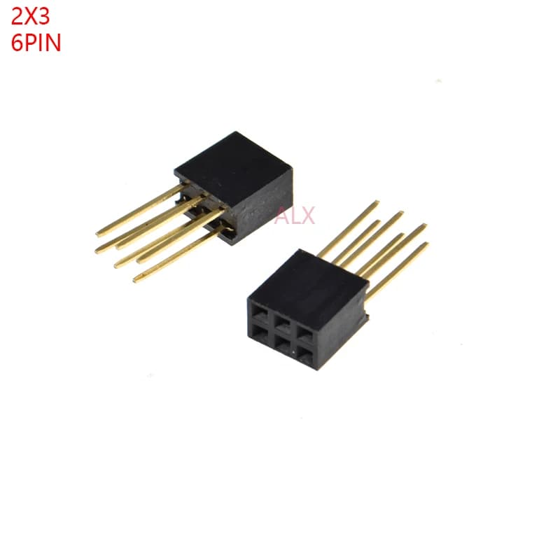 20 pcs 6 PIN double row straight female PIN HEADER 2.54MM pin length 11MM strip connector socket 2X3 6 PIN 2*3 for PCB arduino