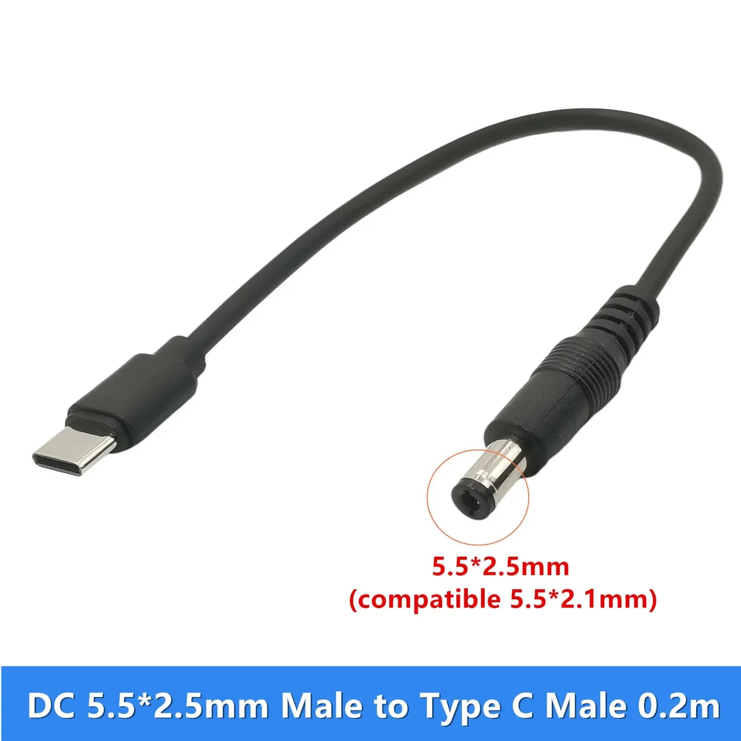 0.2M 1M USB 3.1 Type C USB-C to DC 5.5x2.5mm Power Plug Extension Charge Cable for Apple New Laptop
