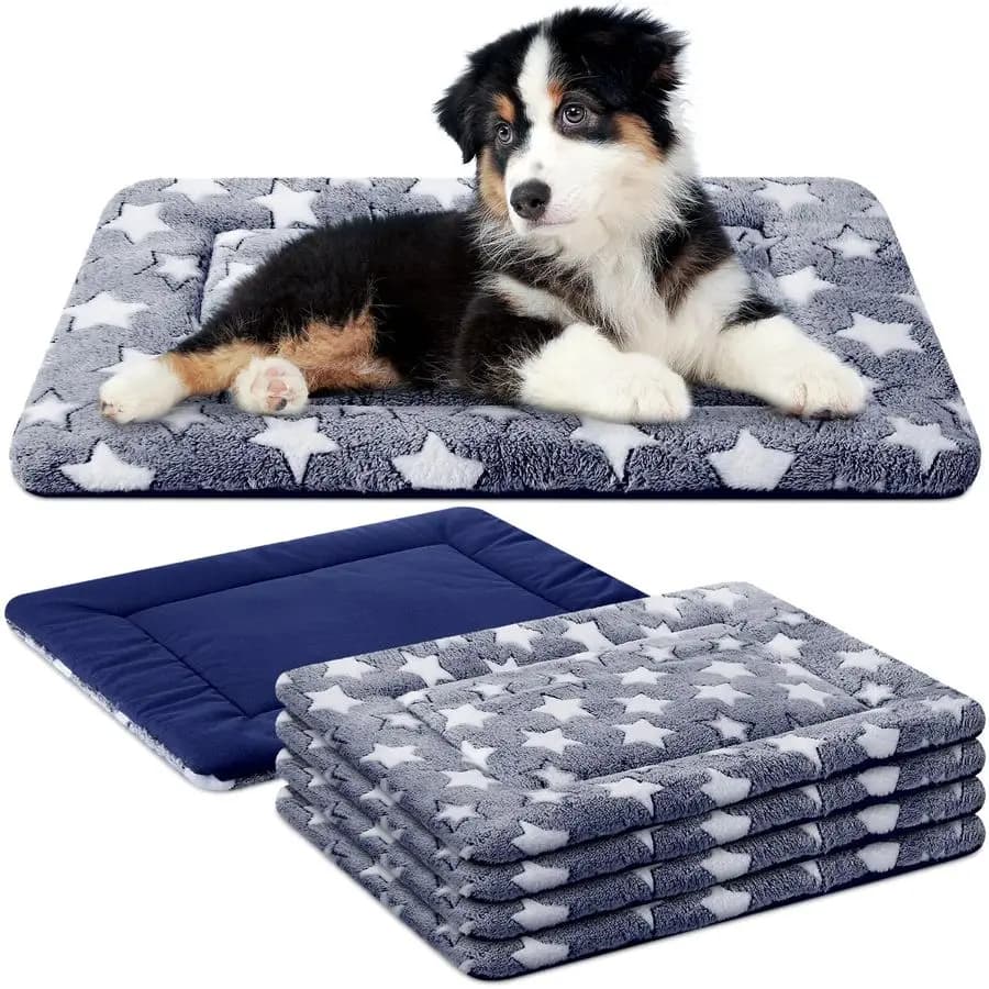 4 Pezzi Tappetini Invernali per Gabbie per Cani, Ultra Morbidi e Caldi, Lavabili, per Cani e Gatti, Comodi, Sostituibili e Reversibili per Cuccia