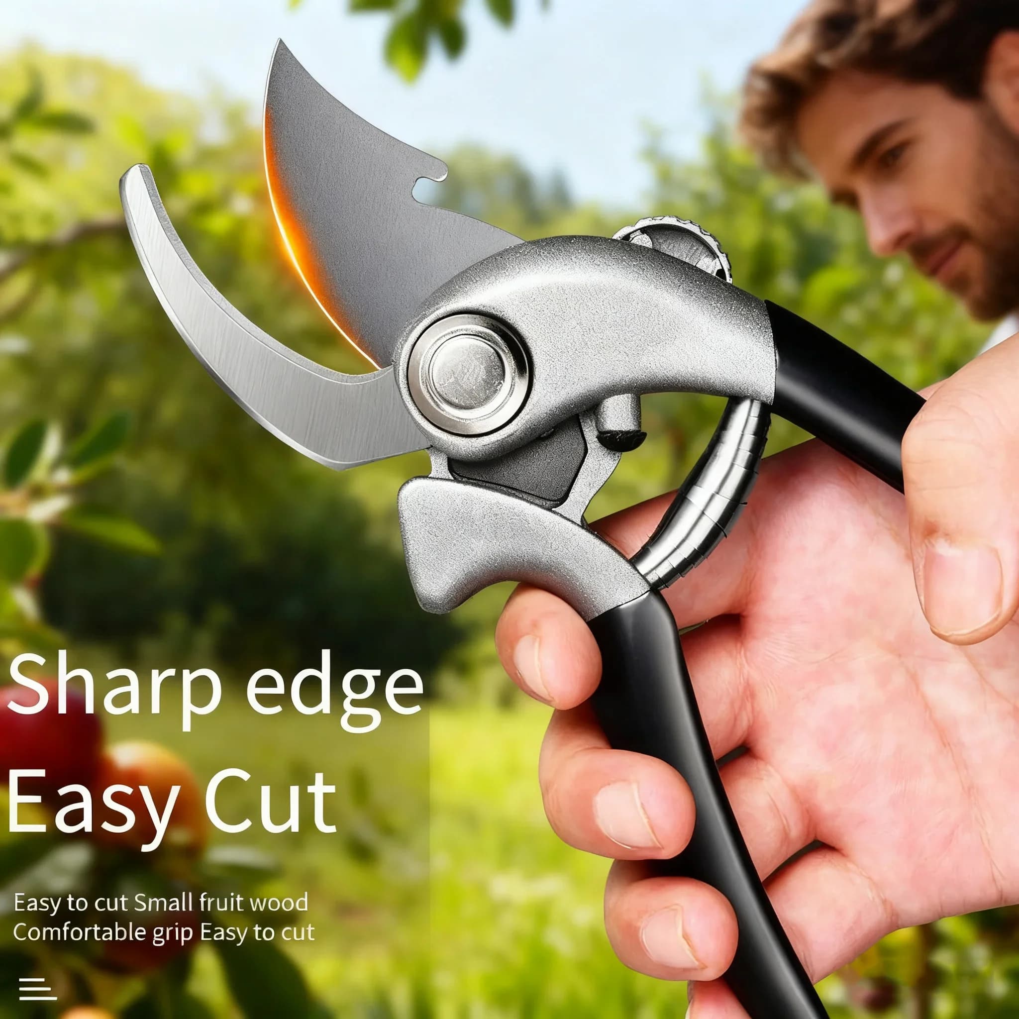 SK5 Stainless Steel Power Scissors with High Carbon content - Multipurpose Garden Shears for Cuts Precise on Bonsai, Fruit Trees and Home Gardening