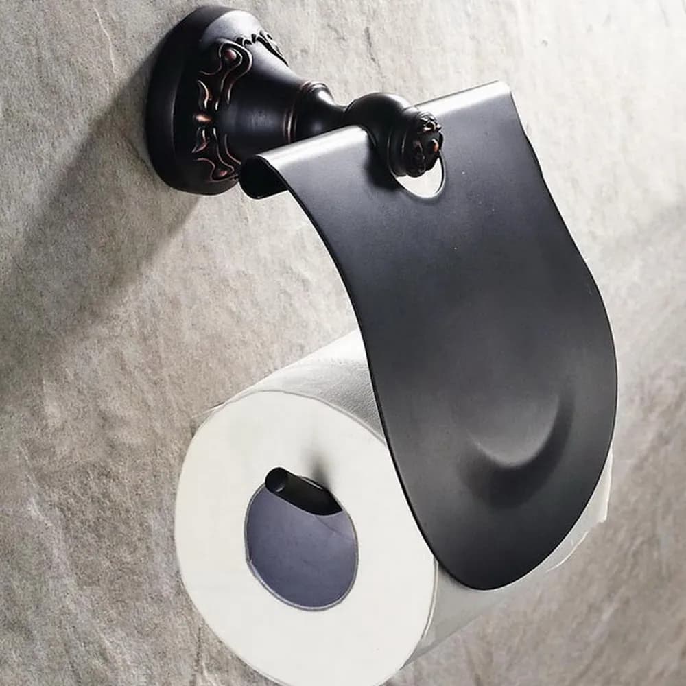 Cestini per asciugamani di carta in ottone lucidato a olio nero, dispenser per carta igienica, portarotolo grande per carta igienica Nba441