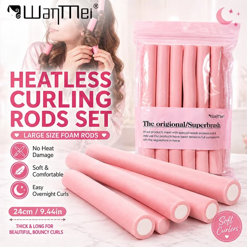 Set di 6 Bigodini Senza Calore, Bastoncini Flessibili per Arricciare i Capelli, Strumenti per Acconciature Fai-da-Te