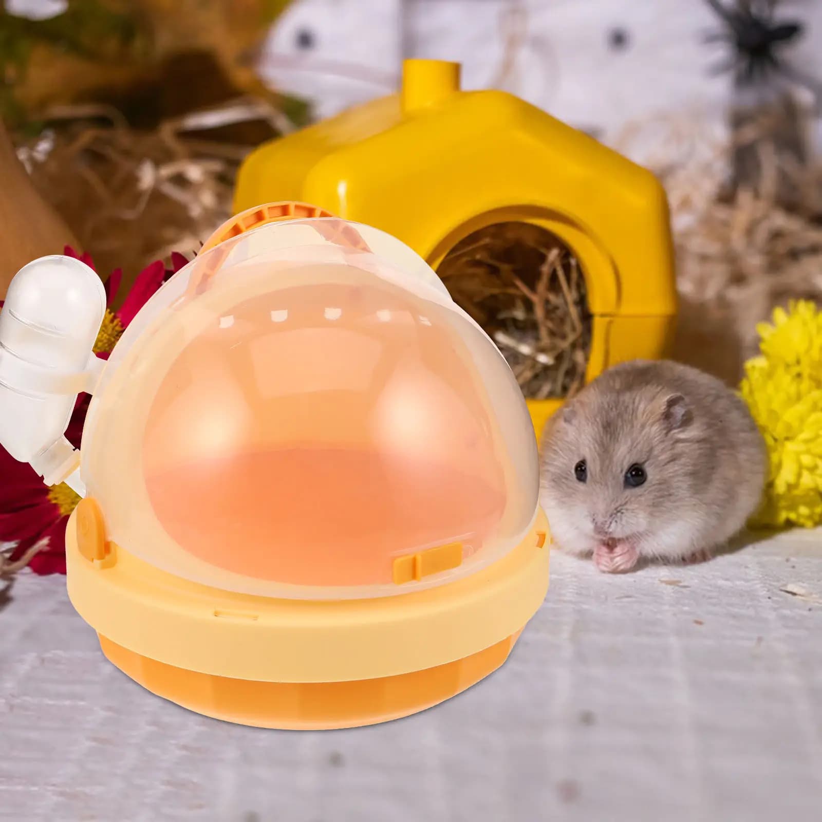 Borsa Trasportino Portatile per Criceti, Contenitore da Viaggio in Plastica per Piccoli Animali, Gabbia da Esterno con Bottiglia d'Acqua per Criceti Nani
