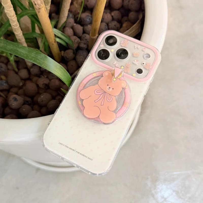 Custodia magnetica coreana rosa a pois per iPhone 17 Pro 16 15 14 Pro Max con supporto MagSafe, cover simpatica 17
