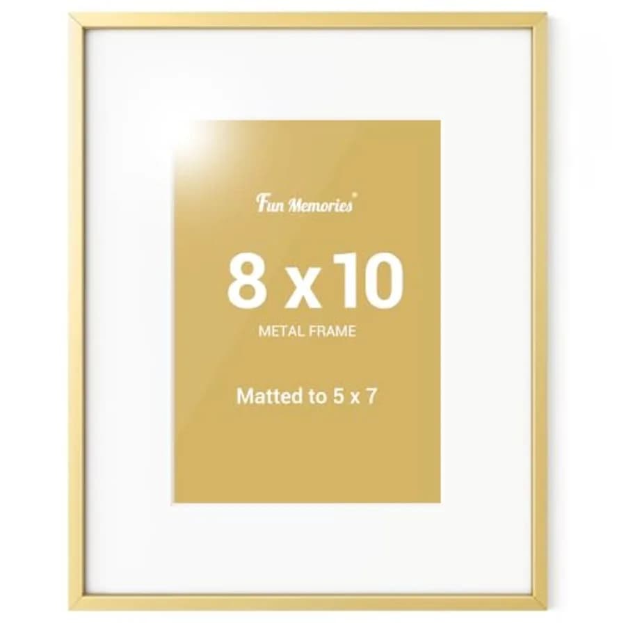 8x10 Picture Frame, Aluminum 8x10 Poster Frames with 5x7 Removable Mat with Plexiglass, Vertical and Horizontal Display, Wall H