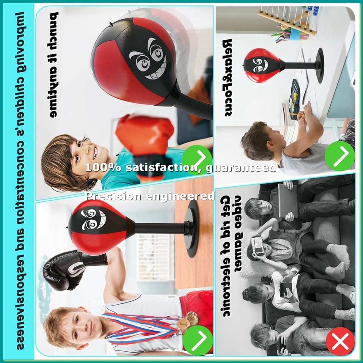 Table boxing bag, Antistress with Suction cup for Desk and Benches, for Children, Colleghi e Amici, A-FABY