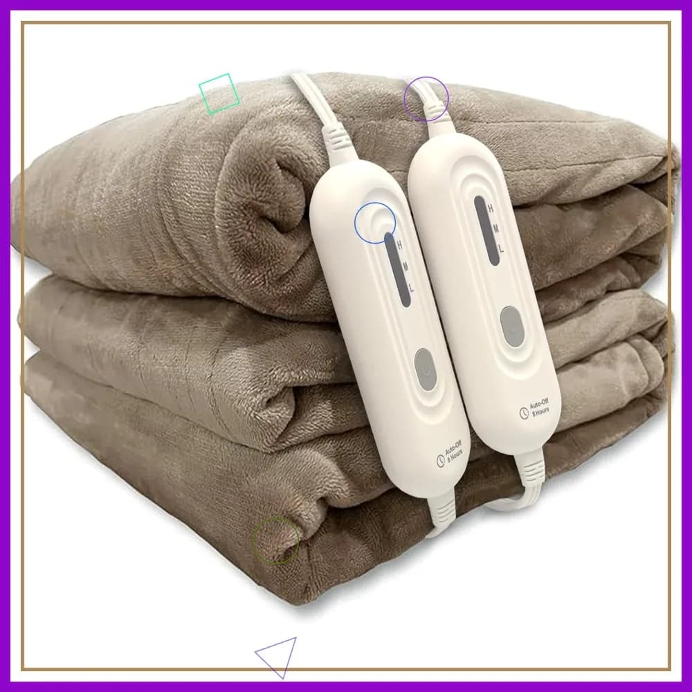 Coperta Elettrica Riscaldata Misura Queen, Doppio Controllo 3 Livelli di Calore, Spegnimento Automatico 8 Ore, Certificata ETL per Uso Domestico