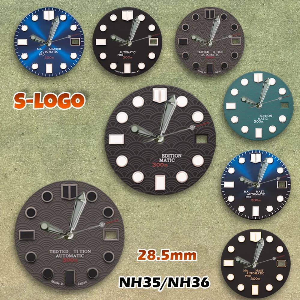 Quadrante con logo NG S da 28,5 mm per immersioni, movimento NH35/NH36/4R/7S, orologi luminosi verdi per uomo, accessori per la modifica di orologi.