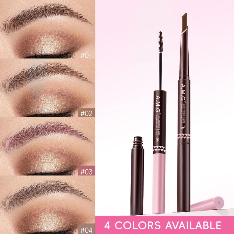 Double Point Eyebrow Pen with Coloring Cream, Long Life, Brown, Waterproof, Effetto Opaco, Anti-slip, Eyebrow Mascara