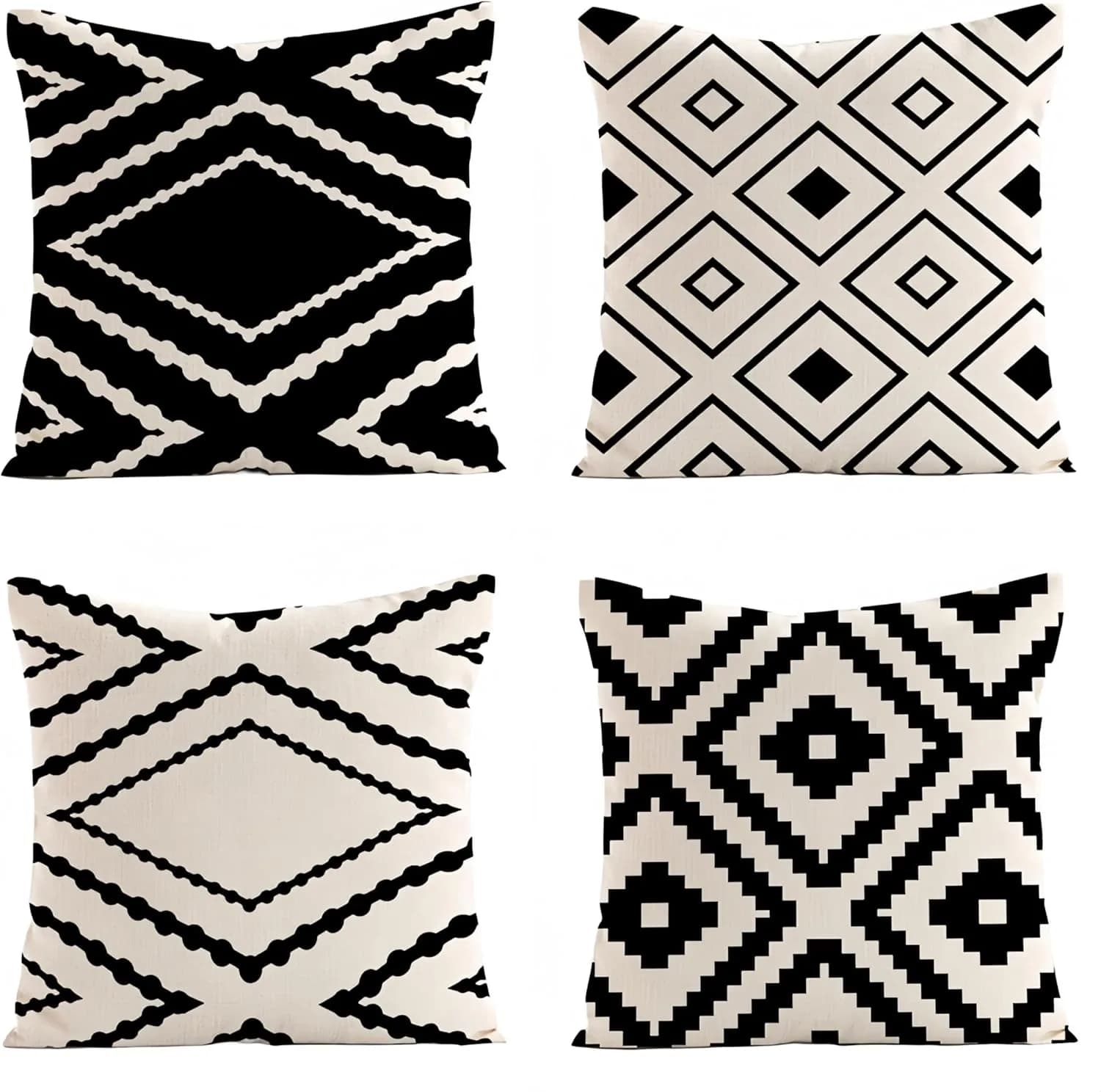 Faithful chic geometrics in white and blackSource cushion lining, soft and comfortable, bedroom decoration