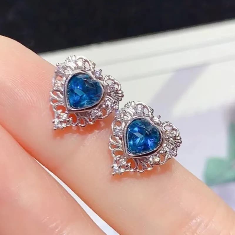 Gioielli in argento 925 Orecchini con topazio azzurro London Orecchini con topazio naturale totale da 5 mm da 1 ct