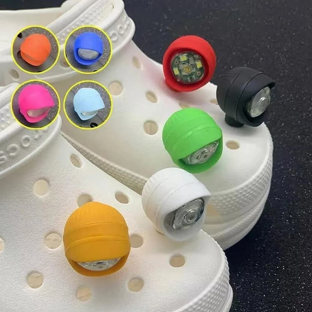 2 pezzi scavati scarpe luci incandescente pantofola decorazione fascino fari per crocs cloggs scarpa faro waterprof escursionismo
