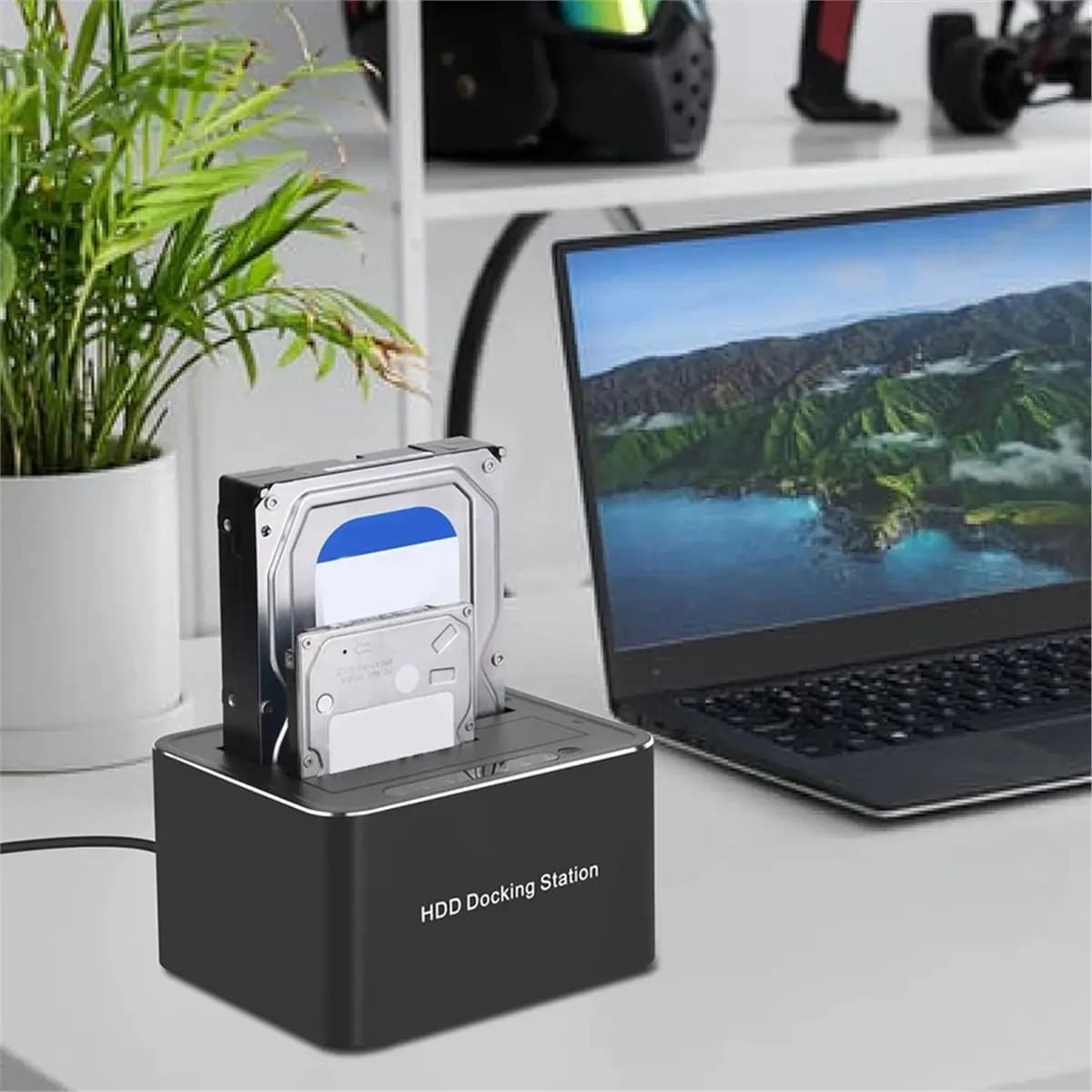 Docking Station Esterna USB 3.0 Dual Bay per Hard Disk e SSD da 2.5/3.5 Pollici, 5Gbps, con Funzione di Clonazione Offline Veloce, Spina EU