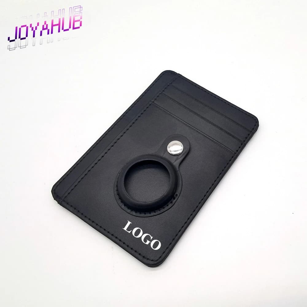Logo personalizzato Clip per carta Airtag in pelle PU Spazzola antifurto RFID Borsa per carte anti-smarrimento Portafoglio per carte di credito del commerciante