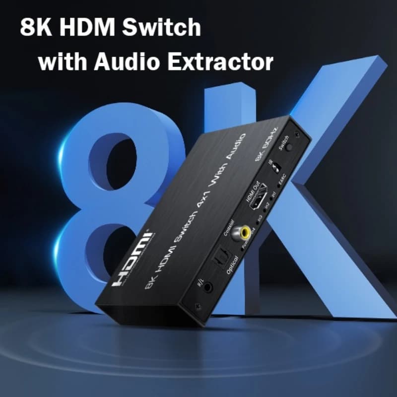 HDMI 4X1 8K@60Hz switch with Audio ARC extractor, HDMI 4K@120Hz 4 in 1 out with PS5 optical audio output