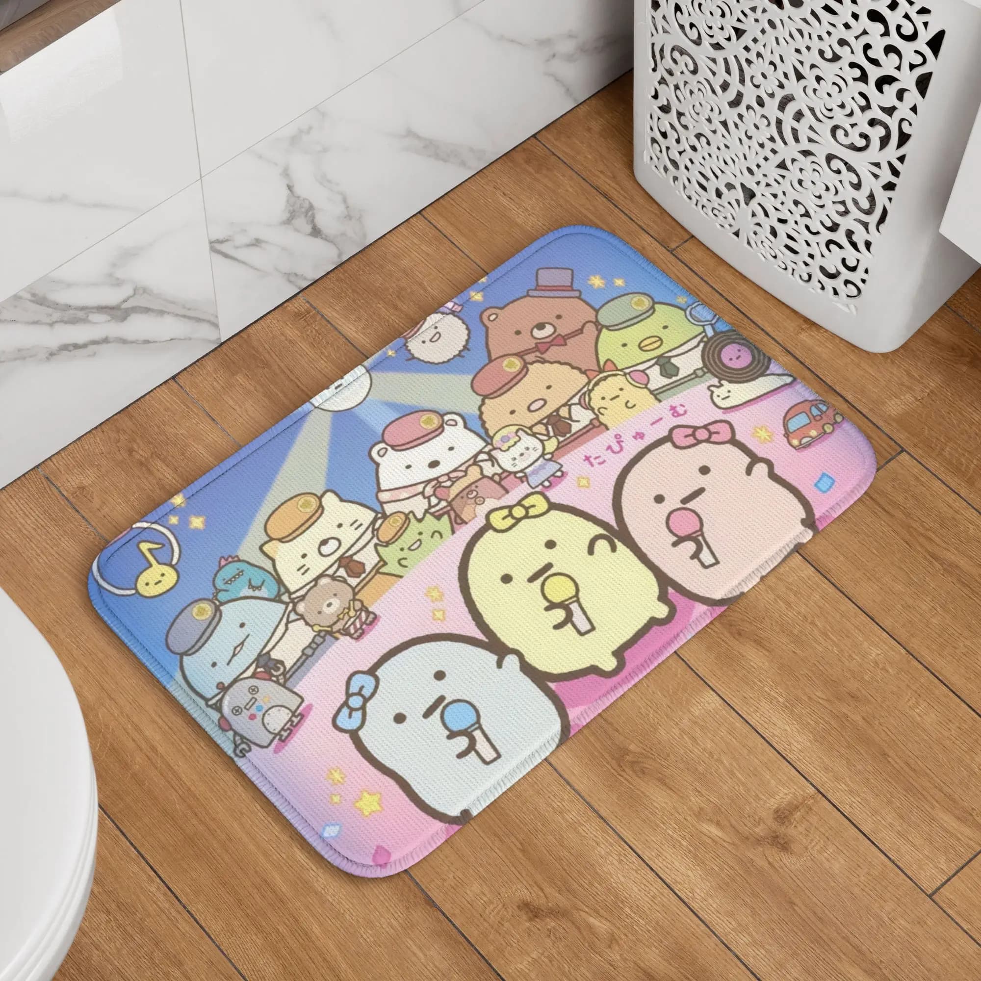 Tappetino Personalizzato Sumikko Gurashi, Cartone Animato Giapponese, Antiscivolo, Tema Anime e Videogiochi Tappeto per bagno, cucina, camera da letto, 40*60 cm