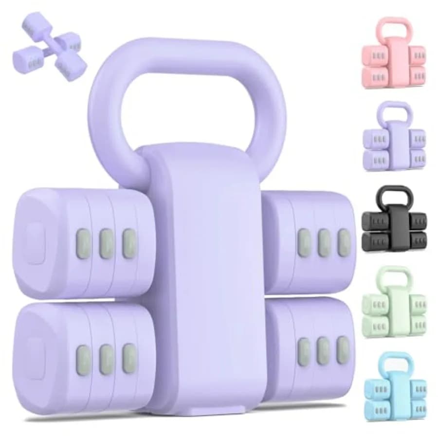 Set di Manubri Regolabili 2-in-1, Versione Migliorata con 4 Livelli di Peso per Donne e Uomini, Pesi Convertibili da 2,2/3,3/4,4/5,5 libbre