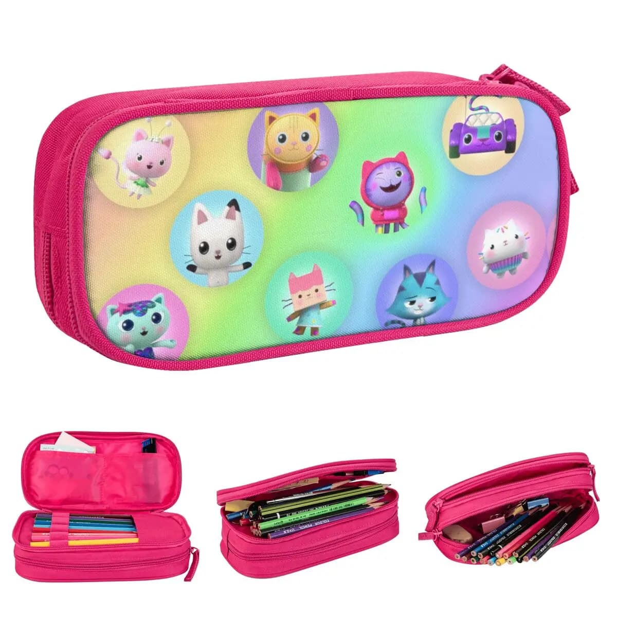 Astuccio Kawaii Gabby's Dollhouse, Portapenne per Studenti, Borsa Grande per Materiale Scolastico e Cancelleria