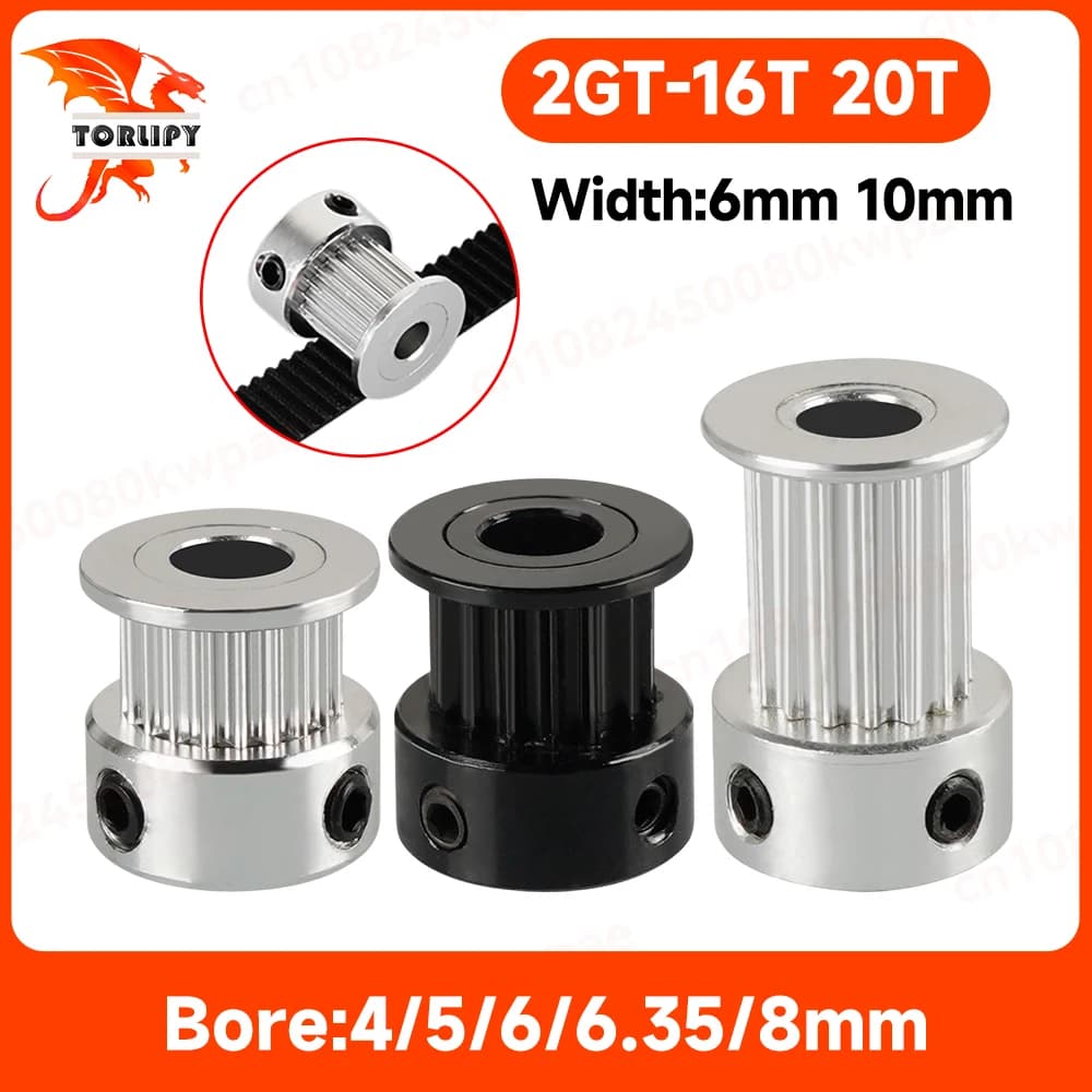 1/5/10pcs GT2 20 Denti 16 Denti Pulegge Foro 5mm/6mm/8mm Pulley Detached Aluminum Measuring for GT2-6mm Belt Open for 3D Printer
